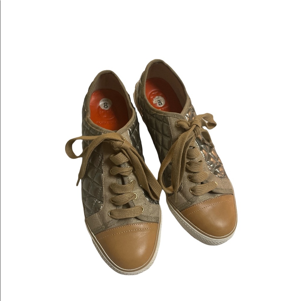 Womens Tory Burch Metallic Gold Caspe Quilted Sneaker shoes - size 8.5 - Picture 6 of 7